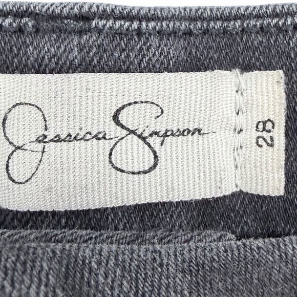 Jessica Simpson Y2K Uptown High Rise Denim Shorts Sz 28 Black Gray Frayed Hem - Picture 2 of 11